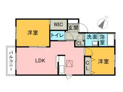 甘木鉄道 今隈駅 徒歩12分 2階建 築19年(2LDK/2階)の間取り写真