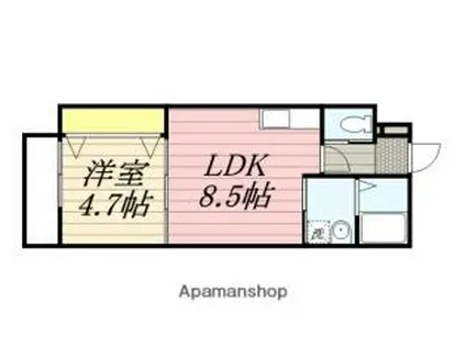 JR鹿児島本線 弥生が丘駅 徒歩12分 2階建 築17年(1LDK/1階)の間取り写真
