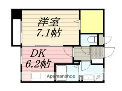 JR鹿児島本線 弥生が丘駅 徒歩13分 2階建 築17年(1DK/1階)の間取り写真