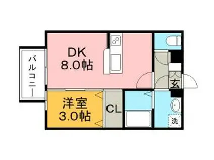 JR久大本線 筑後吉井駅 徒歩10分 2階建 築16年(1DK/1階)の間取り写真