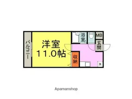 JR久大本線 筑後吉井駅 徒歩34分 8階建 築32年(1K/3階)の間取り写真