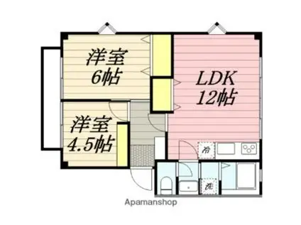 甘木鉄道 基山駅 徒歩8分 2階建 築32年(3DK/2階)の間取り写真