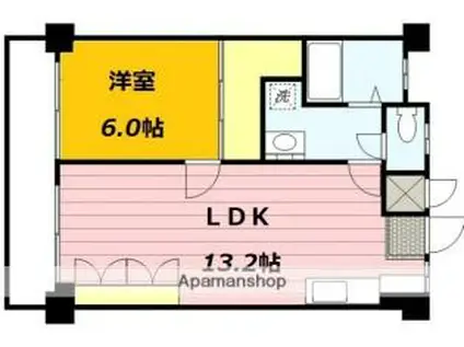 JR鹿児島本線 基山駅 徒歩5分 4階建 築33年(1LDK/4階)の間取り写真