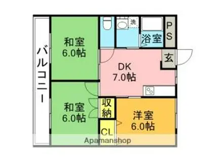 JR九州新幹線 新鳥栖駅 徒歩23分 2階建 築35年(3DK/2階)の間取り写真