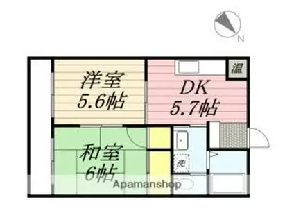 西鉄天神大牟田線 三国が丘駅 徒歩9分 2階建 築21年(2DK/2階)の間取り写真