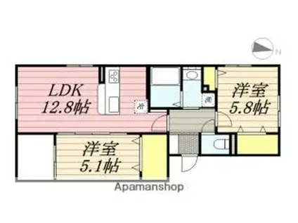 JR九州新幹線 新鳥栖駅 徒歩20分 3階建 築6年(2LDK/3階)の間取り写真