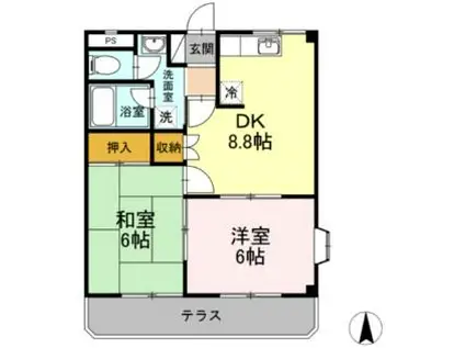 JR九州新幹線 新鳥栖駅 徒歩11分 2階建 築27年(2DK/1階)の間取り写真