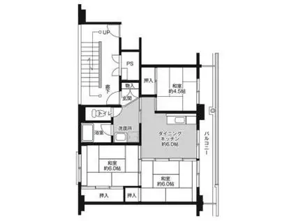 ビレッジハウス津水 2号棟(3DK/4階)の間取り写真