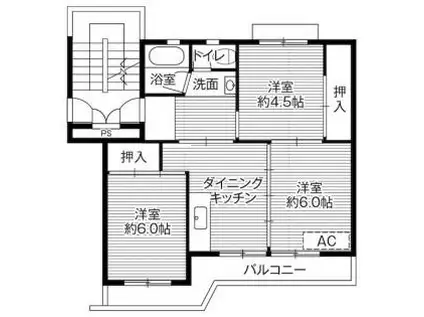 ビレッジハウス飯塚 2号棟(3DK/5階)の間取り写真