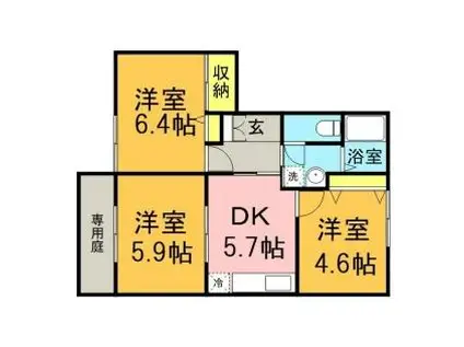 西鉄天神大牟田線 津古駅 徒歩57分 2階建 築24年(3K/1階)の間取り写真