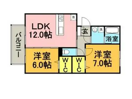 JR久大本線 筑後吉井駅 徒歩23分 3階建 築14年(2LDK/3階)の間取り写真