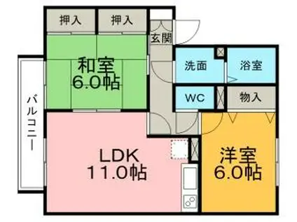 JR長崎本線 肥前麓駅 徒歩37分 2階建 築20年(2LDK/1階)の間取り写真