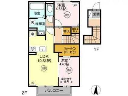 ロイヤルヒルズ23(2LDK/2階)の間取り写真