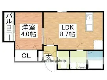 HALE KULANI KIYAMA(1LDK/2階)の間取り写真