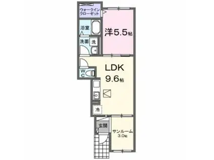 アーサー上峰(1LDK/1階)の間取り写真