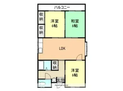 若草ハイツ(3LDK/3階)の間取り写真