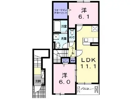 クレメント ASA(2LDK/2階)の間取り写真