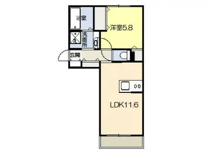 JR鹿児島本線 八代駅 バス乗車時間：4分 八代市役所前バス停で下車 徒歩6分 3階建 築10年(1LDK/3階)の間取り写真