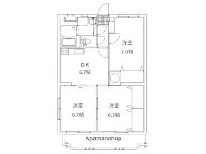 ユーミー横田(3DK/3階)の間取り写真