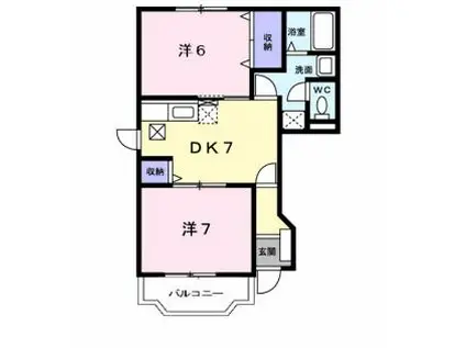 ESTCOEURII(2DK/1階)の間取り写真