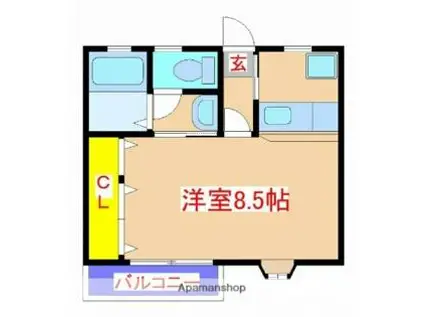 JR日豊本線 隼人駅 徒歩35分 2階建 築29年(1K/1階)の間取り写真