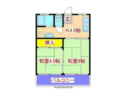 JR日豊本線 姶良駅 徒歩24分 2階建 築45年(2K/1階)の間取り写真