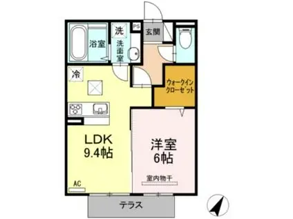 鹿児島市電2系統 桜島桟橋通駅 徒歩37分 2階建 築7年(1LDK/1階)の間取り写真