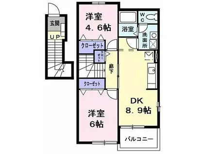 JR青梅線 日向和田駅 徒歩14分 2階建 築21年(2LDK/2階)の間取り写真