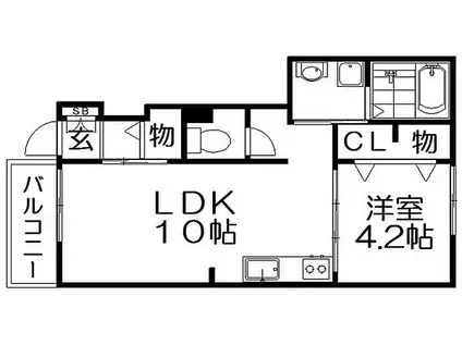 フラワータウン フェイジョア(1LDK/1階)の間取り写真