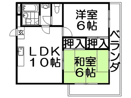ハーモニーヒルズ桜丘(2LDK/3階)の間取り写真
