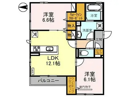 D-ROOM堺区向陵西町(2LDK/2階)の間取り写真