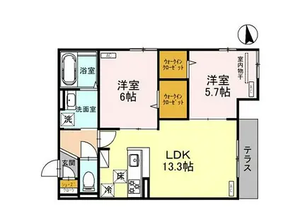 ルシェーナ西田辺(2LDK/3階)の間取り写真