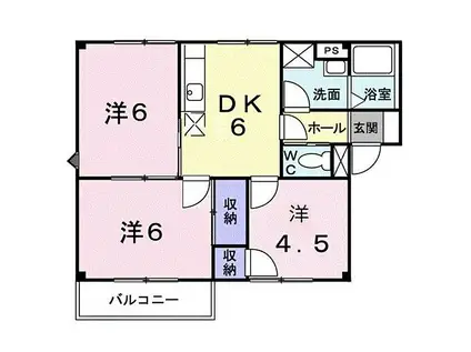 JR身延線 富士根駅 徒歩6分 2階建 築32年(3DK/2階)の間取り写真