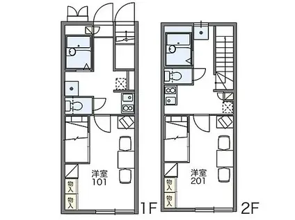 レオパレスNEW リベラル(1K/1階)の間取り写真