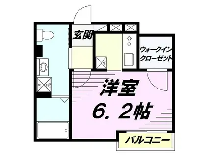 JR中央線 八王子駅 徒歩14分 3階建 築7年(1K/2階)の間取り写真