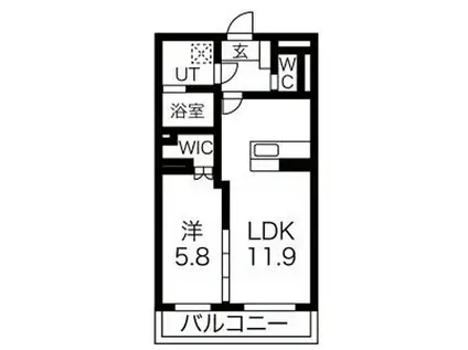 ヴィガラス横割(1LDK/2階)の間取り写真