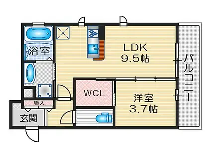 ハイデンス吹田(1LDK/1階)の間取り写真