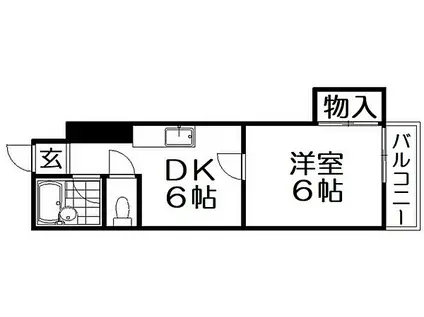 京阪本線 香里園駅 徒歩10分 5階建 築34年(1DK/5階)の間取り写真