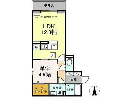 JR横浜線 橋本駅(神奈川) 徒歩8分 3階建 築1年(1LDK/1階)の間取り写真