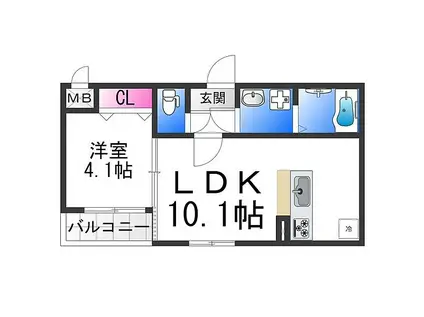 セントフェリオ石津(1LDK/2階)の間取り写真