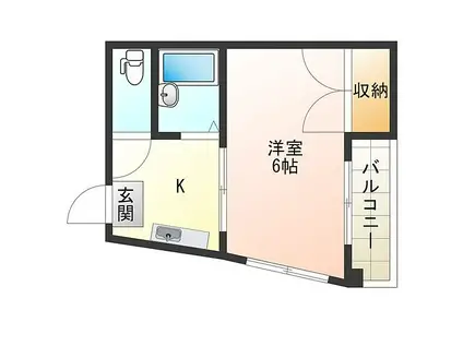 阪神なんば線 伝法駅 徒歩12分 4階建 築26年(1K/2階)の間取り写真