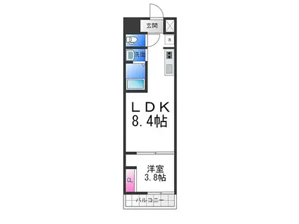 GARDENIA堺東(1LDK/8階)の間取り写真