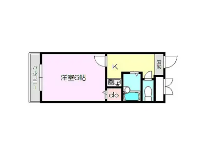 大阪メトロ今里筋線 瑞光四丁目駅 徒歩4分 5階建 築29年(1K/5階)の間取り写真