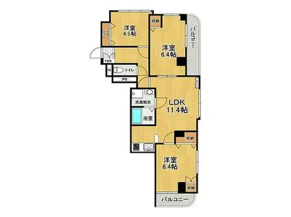 リラス赤木(3LDK/3階)の間取り写真