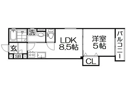 スリール明和II(1LDK/2階)の間取り写真