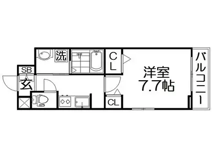 アンジュ ド ボヌール 香里園(1K/3階)の間取り写真