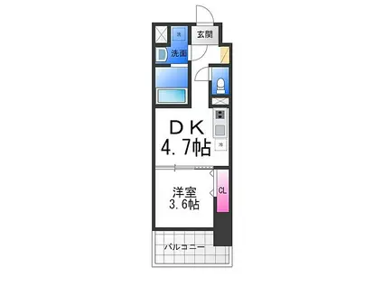 JR阪和線 鳳駅 徒歩6分 10階建 築1年(1DK/2階)の間取り写真