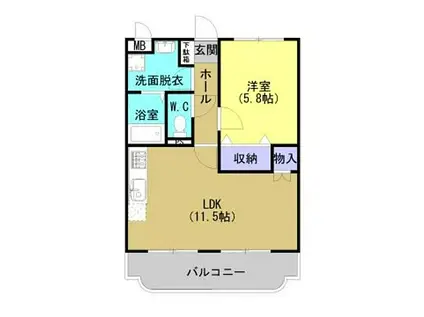 Y&Mカルム東峰(1LDK/2階)の間取り写真