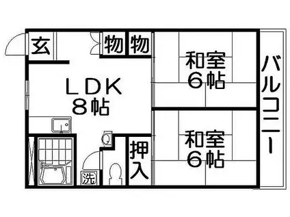 にしまちハイツ(2DK/2階)の間取り写真