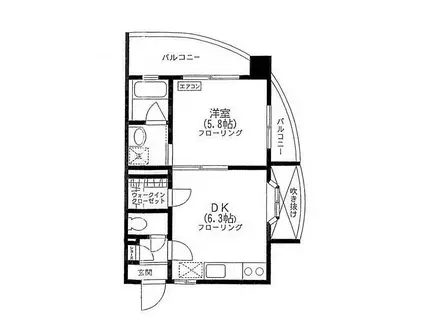 イストアール(1DK/9階)の間取り写真